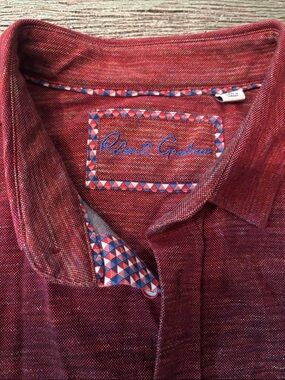 Robert Graham Men's Red Heathered Button-Down with Patterned Trim